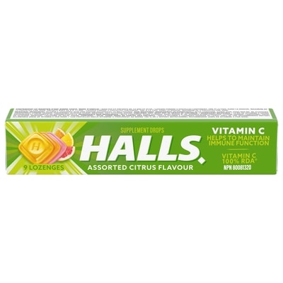 Halls Vitamin C Assorted Citrus Flavour Cough Drops, 9 count 9 ea, $0.22/1ea