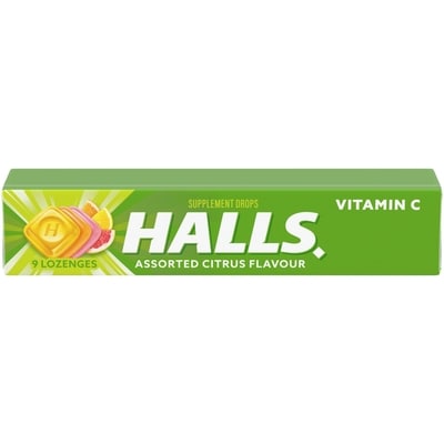 Halls Vitamin C Assorted Citrus Flavour Cough Drops, 9 count 9 ea, $0.22/1ea