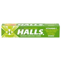 Halls Vitamine C Saveur Agrumes assortis, 9 pastilles 9 ea, 0,19 $/1ch