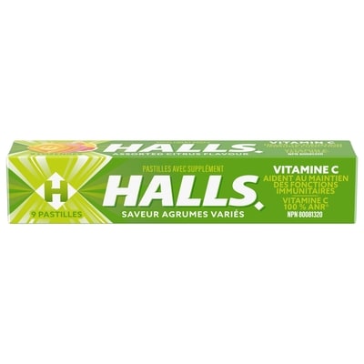 Halls Vitamine C Saveur Agrumes assortis, 9 pastilles 9 ea, 0,22 $/1ch