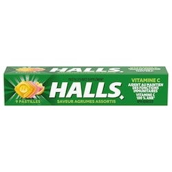 Halls Vitamine C Saveur Agrumes assortis, 9 pastilles 9 ea, 0,21 $/1ch