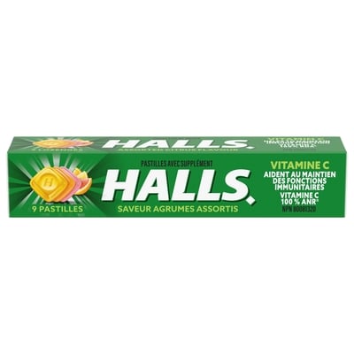 Halls Vitamine C Saveur Agrumes assortis, 9 pastilles 9 ea, 0,20 $/1ch