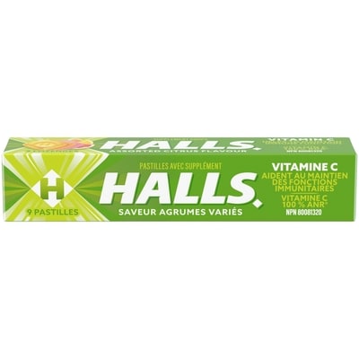 Halls Vitamine C Saveur Agrumes assortis, 9 pastilles 9 ea, 0,22 $/1ch