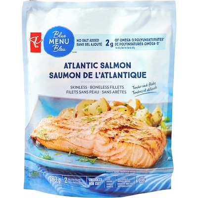 PC Menu Bleu Filets de saumon de l’Atlantique sans peau et sans arêtes Menu bleu 280 g, 4,46 $/100g