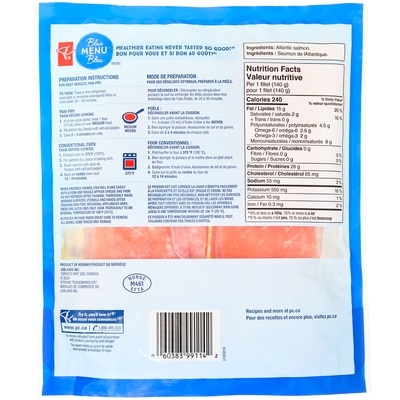 Filets de saumon de l’Atlantique sans peau et sans arêtes Menu bleu