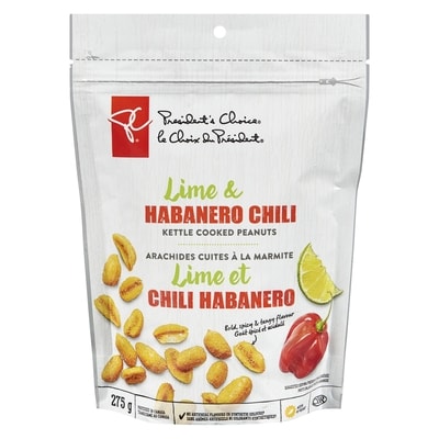 President's Choice Lime & Habanero Chill Kettle Cooked Peanuts 275 g, $1.09/100g