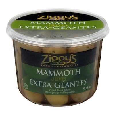 Ziggy’s Olives mammouth dénoyautées 500 ml, 1,40 $/100ml