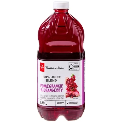 President's Choice 100% Cranberry & Pomegranate Juice Blend 1.89 l, $0.25/100ml