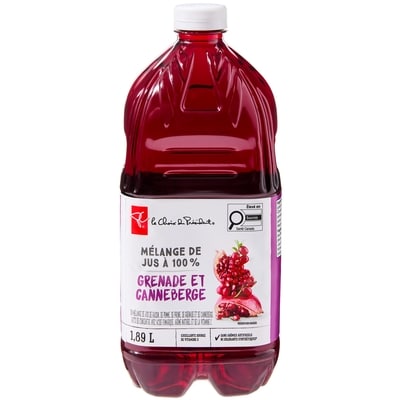 le Choix du Président Mélange de jus à 100 %, canneberge et grenade 1.89 l, 0,25 $/100ml