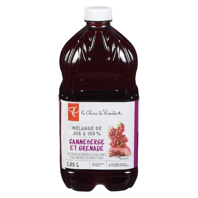 le Choix du Président Mélange de jus à 100 %, canneberge et grenade 1.89 l, 0,19 $/100ml