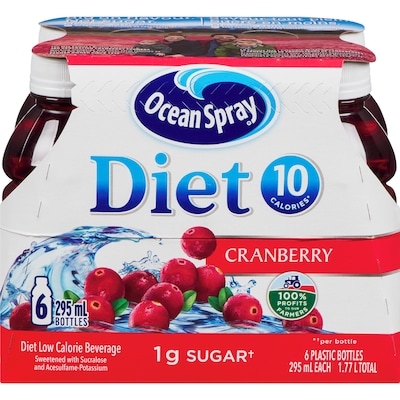 Ocean Spray Juice Drink, Diet Cranberry 6x295.0 ml, $0.42/100ml