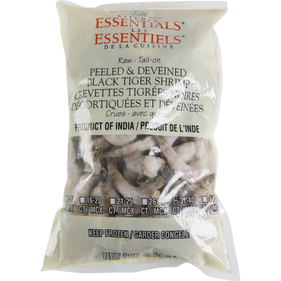 GFS Black Tiger Shrimp, 31-40 ct     910 g, $2.86/100g