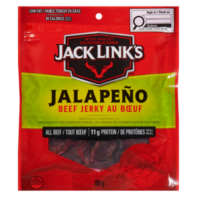 Jack Link’s Bœuf séché jalapeno 80 g, 9,99 $/100g
