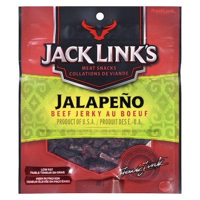 Jack Link’s Bœuf séché jalapeno 80 g, 8,49 $/100g