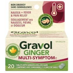 Gravol Ginger Comprimés multi-symptom rhume et fièvre 20 ea, 0,62 $/1ch