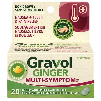 Gravol Ginger Comprimés multi-symptom rhume et fièvre 20 ea, 0,70 $/1ch