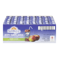 SunRype 100% Apple Juice 40x200.0 ml, $0.22/100ml