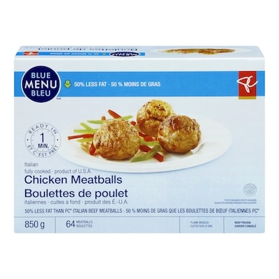 PC Blue Menu Italian Chicken Meatballs 850 g, $2.12/100g
