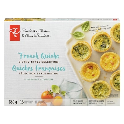 President's Choice French Quiche Bistro-Style Selection 360 g, $2.50/100g