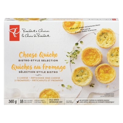 President's Choice Cheese Quiche Bistro-Style Selection 360 g, $2.50/100g