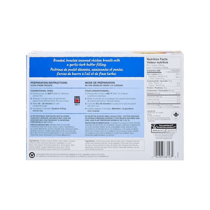 Chicken Kyiv Breaded Boneless Garlic-Herb Butter Filled Chicken Breasts