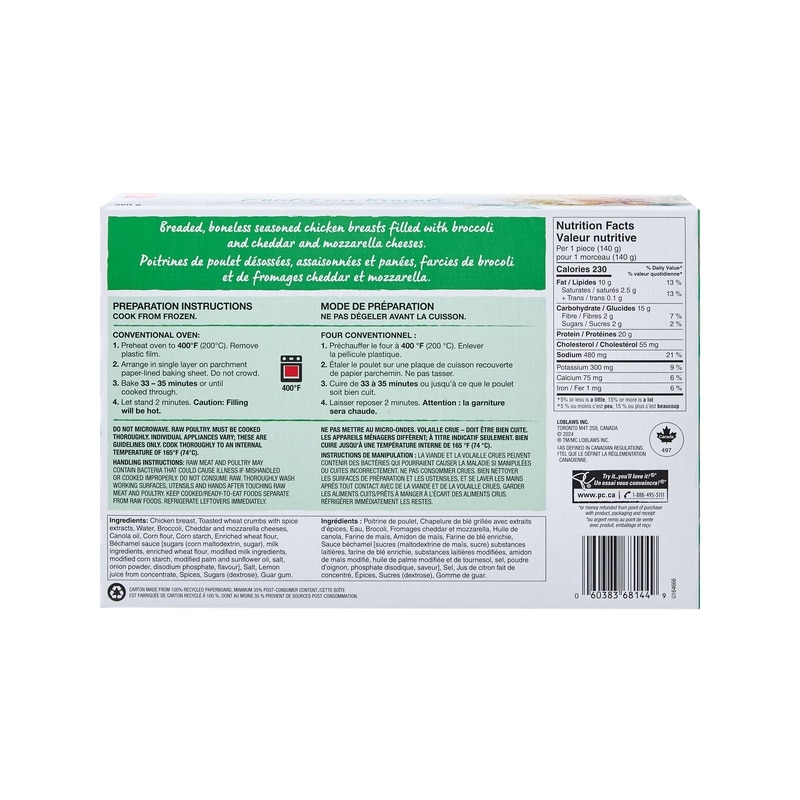 Chicken Divan Breaded Boneless Broccoli and Cheese Filled Chicken Breasts