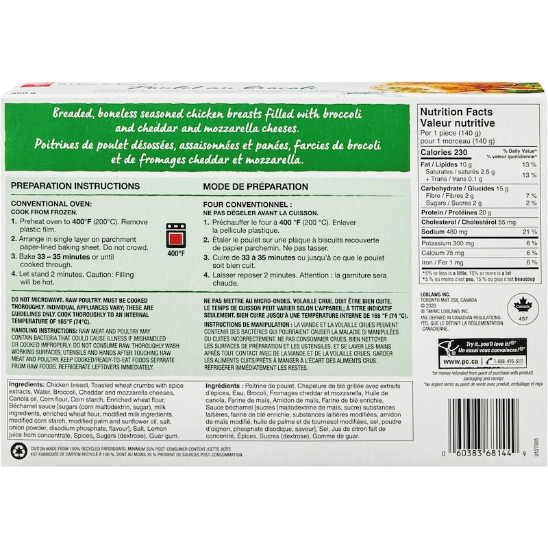 Chicken Divan Breaded Boneless Broccoli and Cheese Filled Chicken Breasts