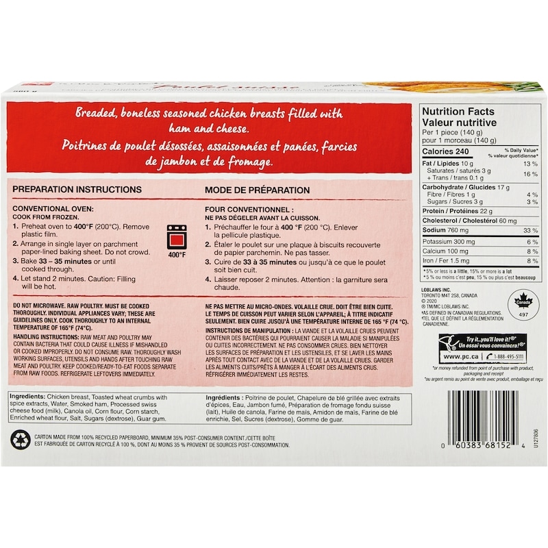 Chicken Suisse Breaded Boneless Seasoned Filled Chicken Breasts