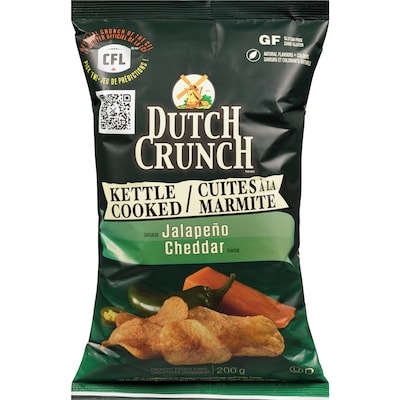 Old Dutch Croustilles cuites à la marmite Dutch Crunch, jalapeño et cheddar 200 g, 2,00 $/100g