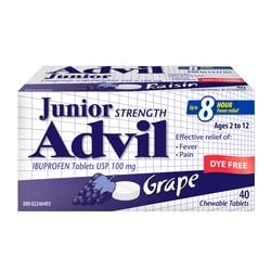 Advil Junior Strength Dye Free Chewable Tablets, Grape Flavour, 40 Count 40 ea, $0.42/1ea
