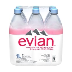 Evian Eau de Source Naturelle, Emballage de 6 bouteilles 6x1.0 l, 0,28 $/100ml