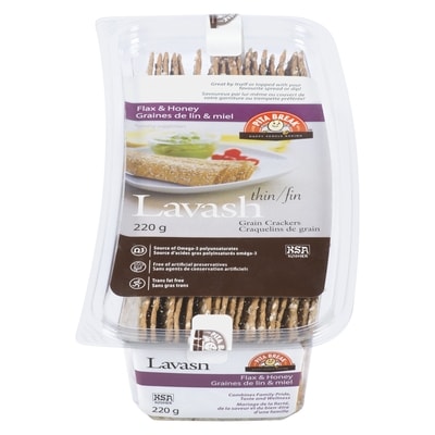 Pita Break Lavash Crackers, Flax & Honey 220 g, $2.63/100g