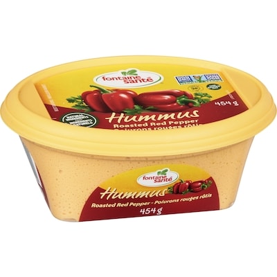 Hummus, poivrons rouges grillés