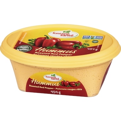 Hummus, poivrons rouges grillés