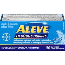 ALEVE en gélules liquides pour le soulagement de la douleur 20 ea, 0,42 $/1ch
