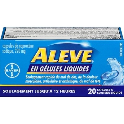 ALEVE en gélules liquides pour le soulagement de la douleur 20 ea, 0,42 $/1ch