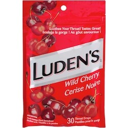 Luden’s Pastilles contre les maux de gorge cerise sauvage 30 ea, 0,12 $/1ch