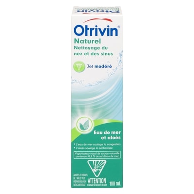 Otrivin Soins d’hydratation nasale Atomiseur à jet modéré Eau de mer et aloès Saline 100 ml, 0,19 $/1ch