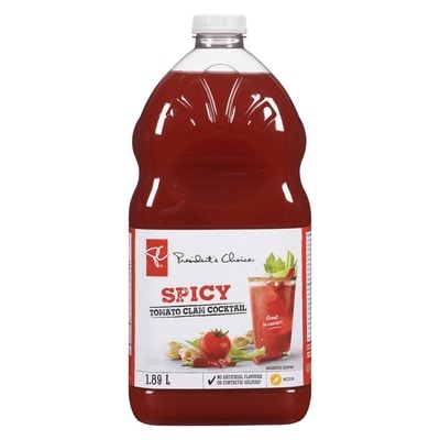 President's Choice Spicy Tomato Clam Cocktail 1.89 l, $0.21/100ml