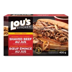 Lous Fully Cooked Shaved Beef Au Jus 400 g, $3.00/100g