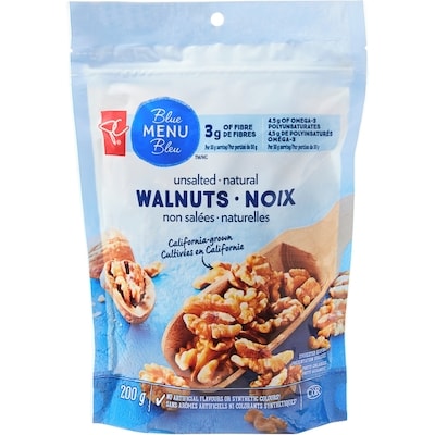 PC Blue Menu Unsalted Walnuts 200 g, $3.50/100g