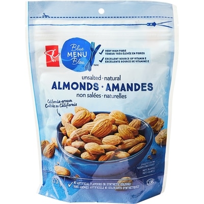 PC Blue Menu Unsalted Almonds 275 g, $3.09/100g
