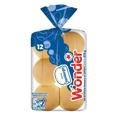 Wonder Hamburger Rolls 672 g, $0.37/100g