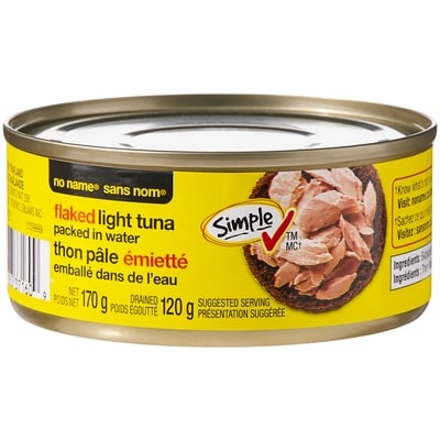 No Name Flaked Light Tuna 170 g, $1.18/100g