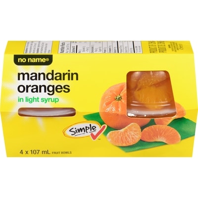 No Name Mandarin Oranges in Light Syrup Fruit Bowls 4x107.0 ml, $0.77/100ml