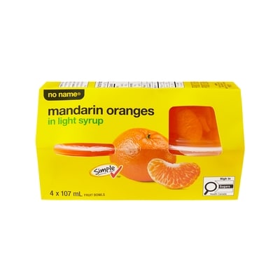 Sans Nom Coupes de fruits aux mandarines dans du sirop léger 4x107.0 ml, 0,77 $/100ml