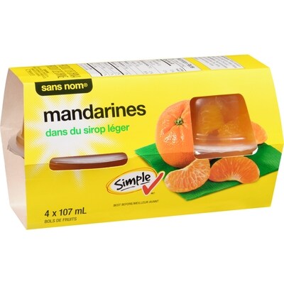 Coupes de fruits aux mandarines dans du sirop léger