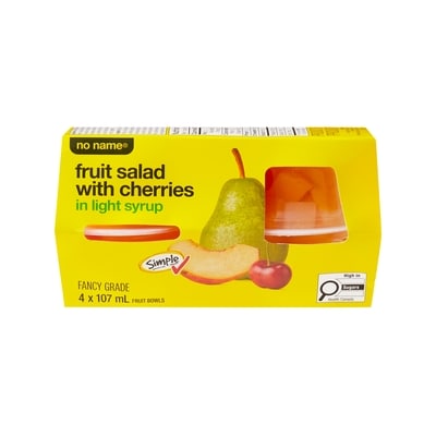 No Name Fruit Salad with Cherries in Light Syrup Fruit Bowls 4x107.0 ml, $0.77/100ml