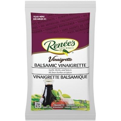 Renée’s Gourmet Vinaigrette balsamique en sachet 43 ml, 1,28 $/100ml