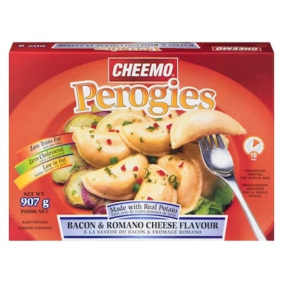 Cheemo Perogies, Bacon and Romano Cheese Flavour 907 g, $0.33/100g